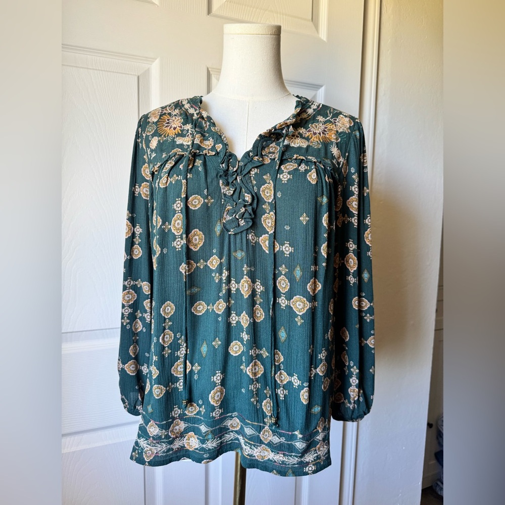 Knox Rose Boho Blouse Teal Size